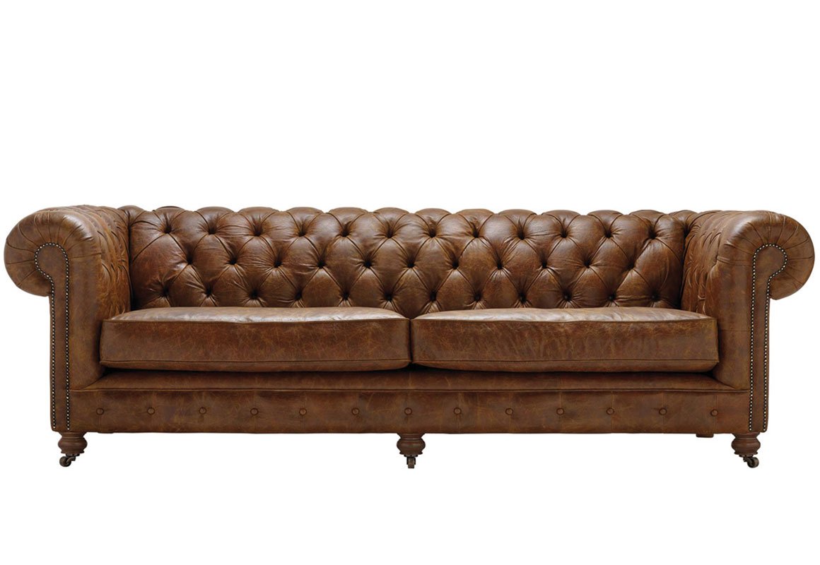 clarence leather 4 seater chesterfield sofa