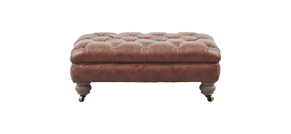 Grand Chesterfield Leather Bench Footstool