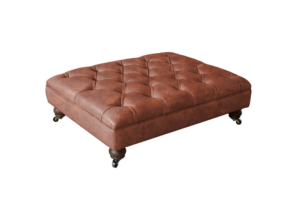 Grand Chesterfield Large Leather Bench Footstool