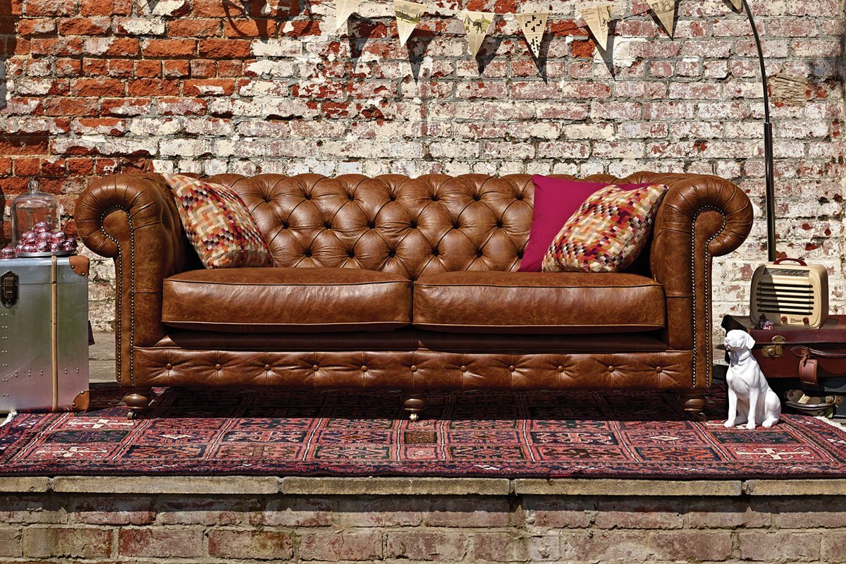 4 seater leather chesterfield sofa