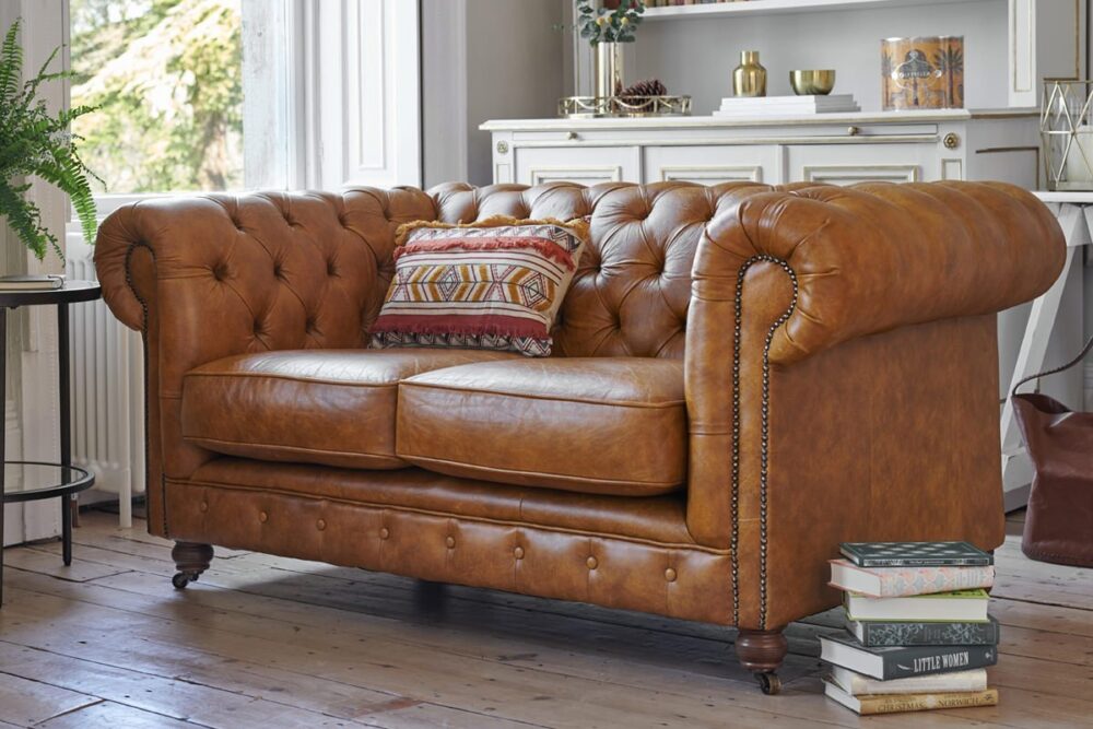 leather chesterfield sofa and chair set
